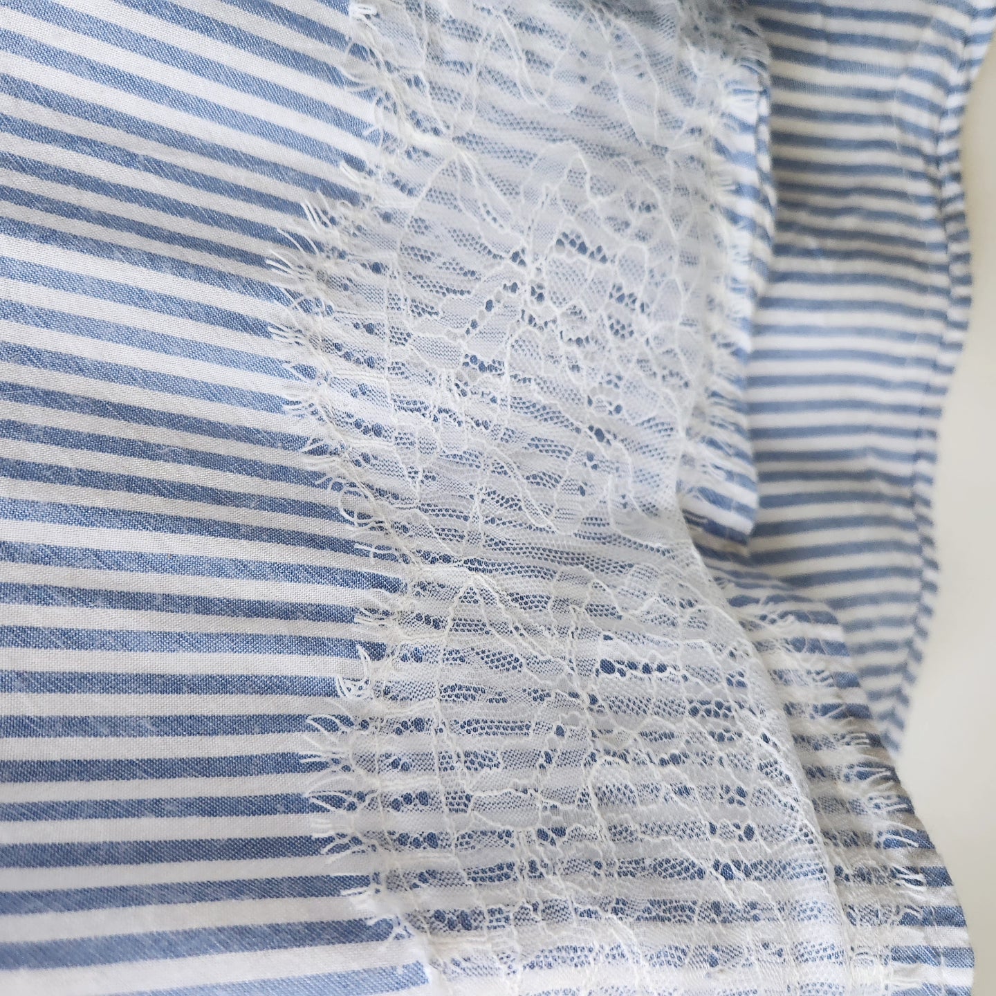 Soho Jeans lace striped top blouse - blue/white