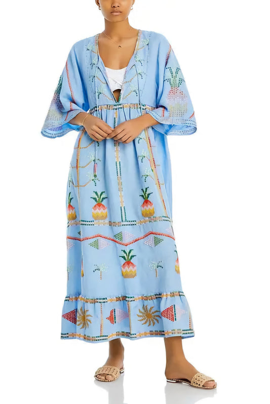 FAR✨️ RIO Embellished Linen-Blend Maxi Dress