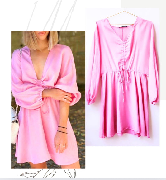 Zara front tie mini dress - pink