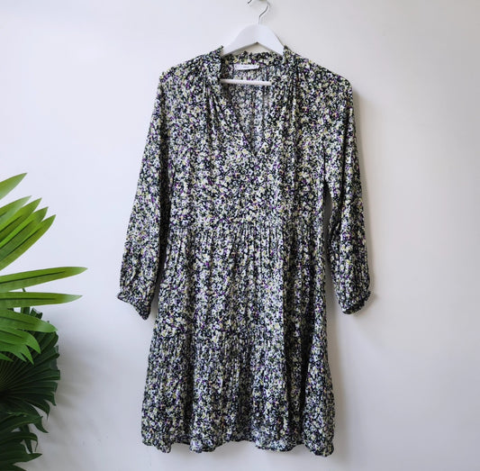 Mango floral print swing dress - green